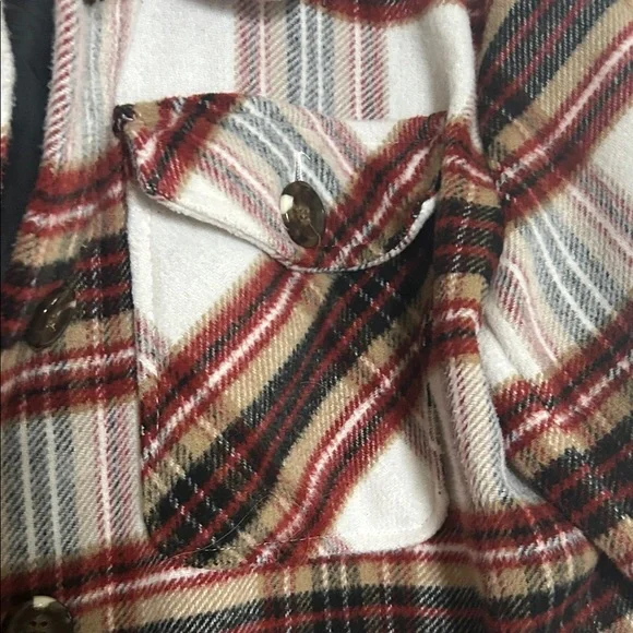 Kensie Women's Red and Black Plaid Utility Jacket - Picture 2 of 5